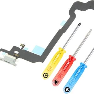 MMOBIEL Dock Connector Compatible with iPhone X - 5.8 inch - 2017 - Charging Port Flex Cable - Headphone Port/Microphone/Antenna Replacement - Incl. Screwdrivers - Silver
