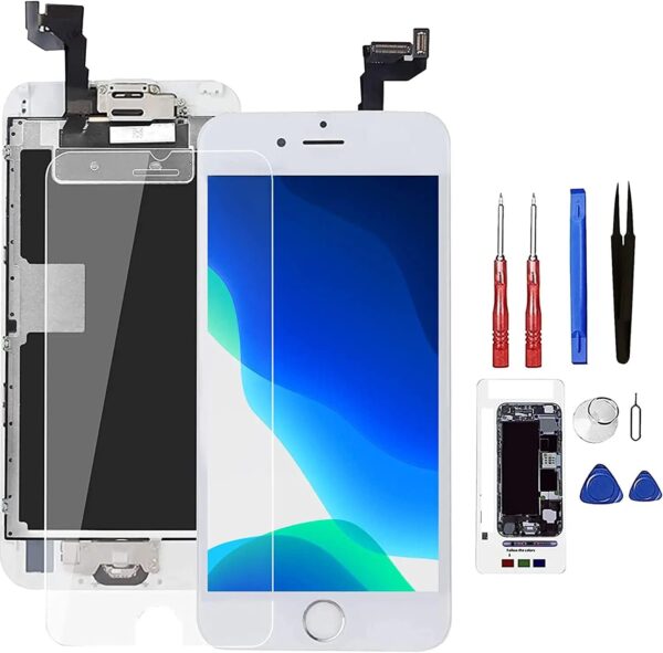 Screen Replacement for iPhone 6S White with Home Button and Camera, Bsz4uov 3D Touch Screen Digitizer Replacement for A1633, A1688, A1700,with Proximity Sensor Ear Speaker,Tempered Glass Repair Tools