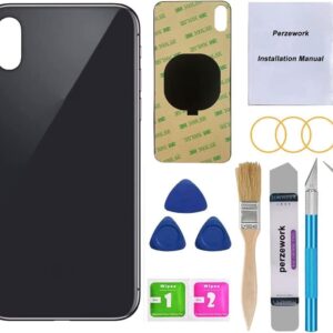 OEM Rear Back Glass Replacement for iPhone X 5.8 inches with Reparing Toolkit and Pre-Installed Adhesive (Space Gray/Black)